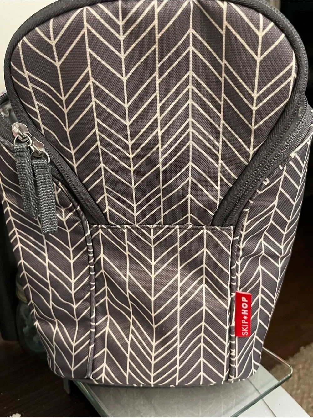Skip Hop Gray Chevron grab & go double bottle Bag
